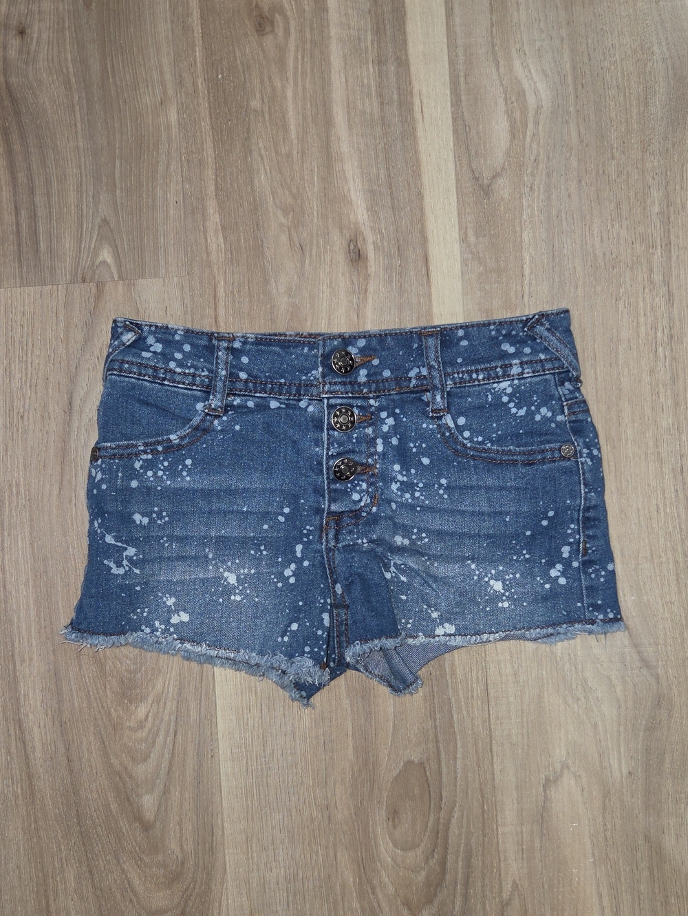 •Derek Heart• Little Girls Paint Splatter Blue Jean Shorts